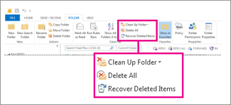 Recover Deleted Item command on the ribbon