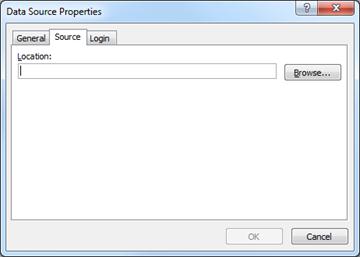 Location box on Source tab in Data Source Properties dialog box