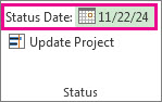Set the status date for a project image