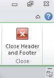 Header and footer Close button
