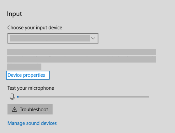 sound input device properties link in sound menu