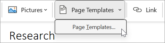 Page Templates found under the Insert tab