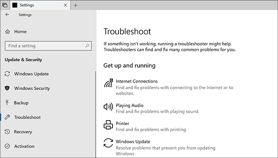 Use a fix-it tool with Windows 10