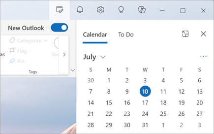 When you select My Day (next to Notifications), you can choose to display the Calendar or To Do tabs.