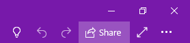Top right corner of the OneNote window showing the location of the Share button.