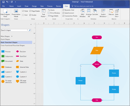 A colorful flowchart on a Visio page.