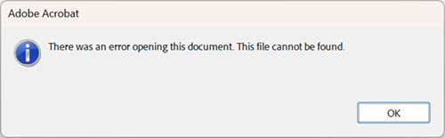 Quick print PDF error Outlook Desktop