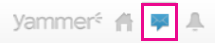 Screenshot of Yammer Inbox with envelope icon highlighted