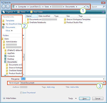 where is the flash drive listed in windows 7 save as dialog box