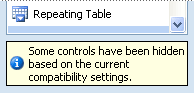 Notification about hidden controls in Controls task pane