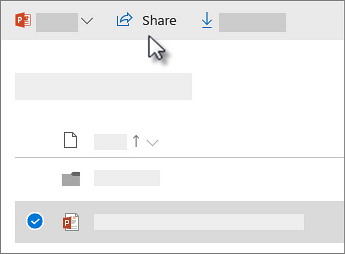 Screenshot of selecting a file and clicking the Share command