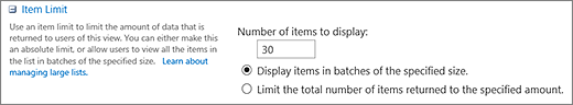 Set number of items to display in View Settings page