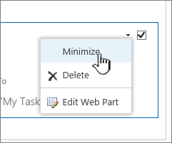 Click the settings down arrow, then click Minimize