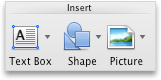 Word Home tab, Insert group