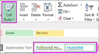 Cell style formatting options