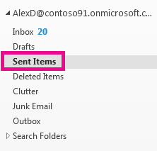 The Sent Items folder holds the messages that you've sent.