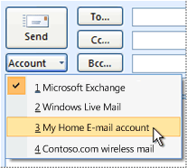 Select which e-mail account to use