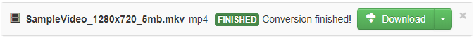 When the conversion process is finished, a green Download button appears so that you can copy the converted media file back to your PC