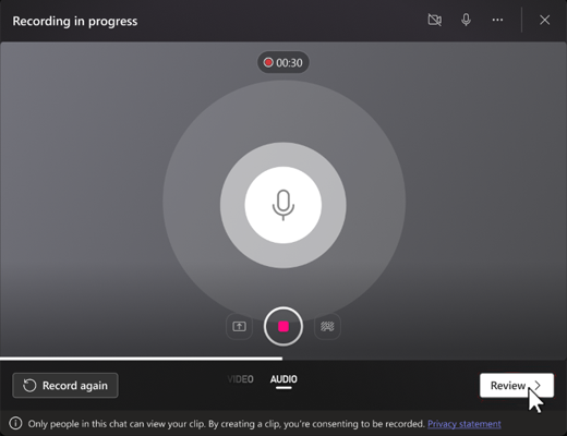 Screenshot showing audio recording ready for review