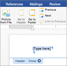 insert a header and footer in word for mac