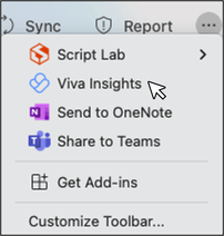 A sample add-in selected in Outlook for Mac