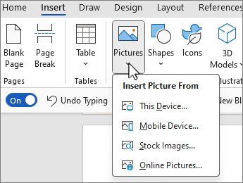 Insert picture menu