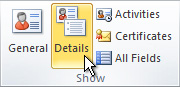 Show group on the ribbon in an Outlook contact