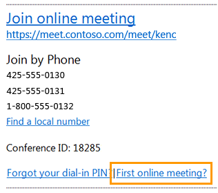 Join online meeting email message