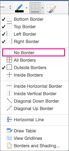 The No Border option is highlighted