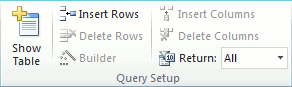 The Query Setup group on the query Design tab