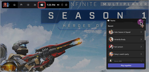 The Teams Pin button for the Teams Xbox Game widget overlay.