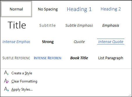 Style library in Word