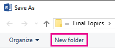 Click New Folder in the Save As dialog box.