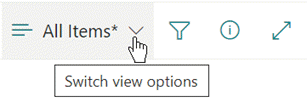 The "Switch view options" menu.