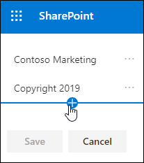 Add link or label in a footer on a SharePoint communication site.