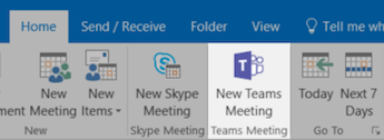 New Teams Meeting button in Outlook