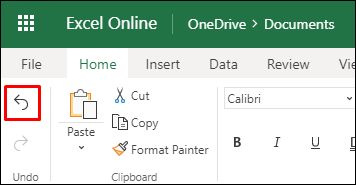 Use the Undo button in Excel for the web on the Home tab to undo a previous sort