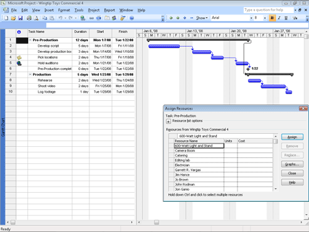 assign resources dialog box