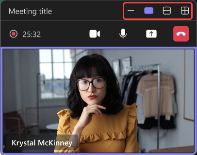 Screenshot highlighting different views on the minimized meeting window.