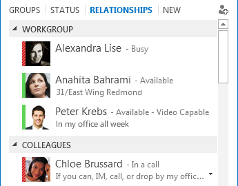 Sort contacts by relationship