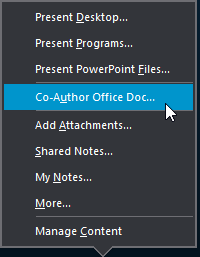 Co-authoring option in the Present menu