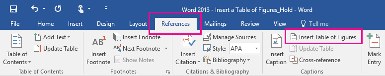 Insert A Table Of Figures Microsoft Office Online