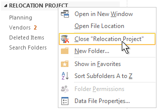 Close Outlook Data File example