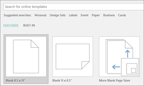 Type in the Search for online templates box