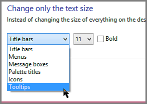 Windows 8 ToolTips format settings