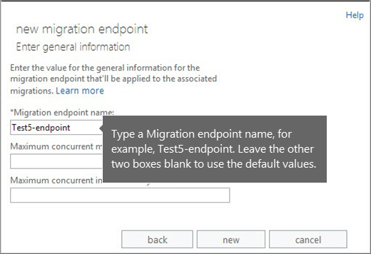 Migration endpoint name