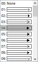 Select an arrow style or None on the arrow style menu.