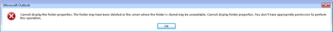 Outlook error cannot display folder
