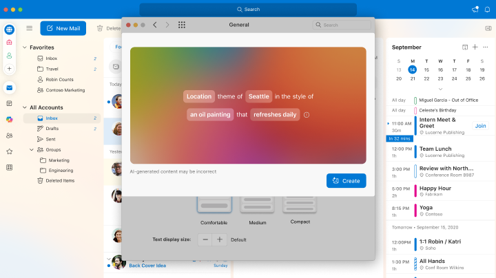 Screenshot of Outlook theme style for Mac.