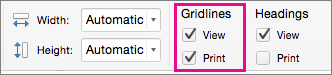 On the Page Layout tab, under Gridlines, select Print